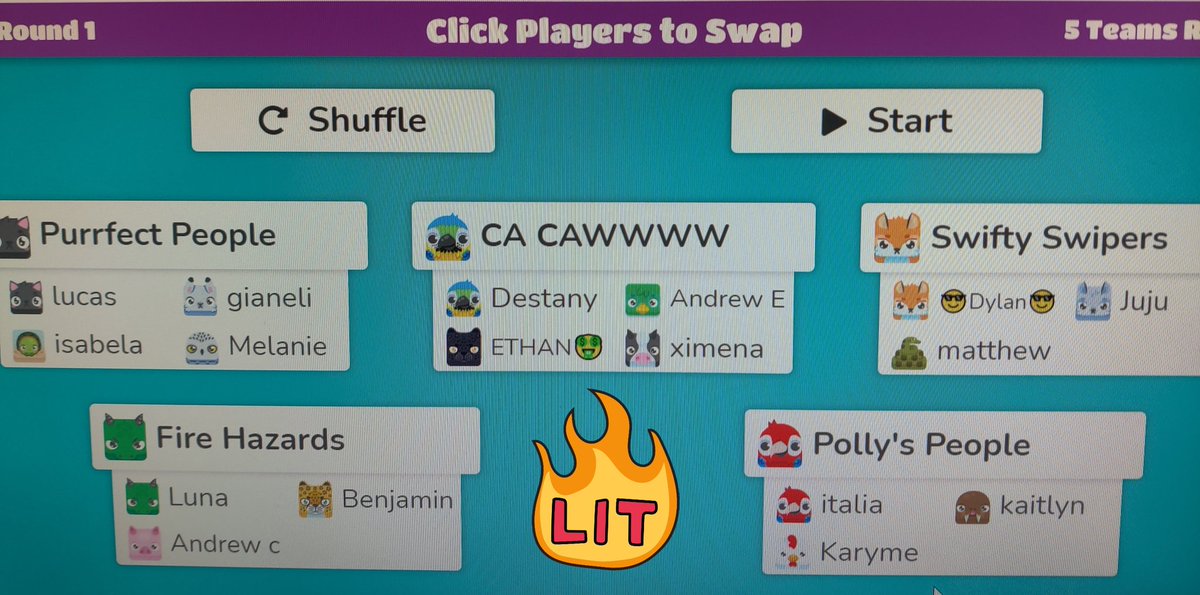 Ocelotscode's tweet image. Our loops with GIFs coding challenge was on fire today with @PlayBlooket Ss specially loved 😍 the random nicknames assigned to their teams 👩‍🚒👨‍🚒🚒🔥,🚒🔥🚒🔥🚒👩‍🚒👨‍🚒 #coding108 #LosFresnosCodes