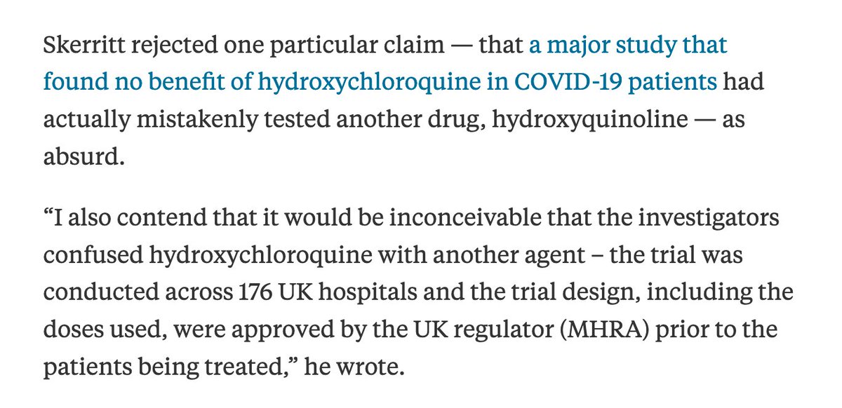 While promoting hydroxychloroquine to the head of the TGA, Kelly claimed a massive study that found no benefit for HCQ had mistakenly tested the wrong drug, somehow.The TGA head said that's impossible. Kelly ignored that and kept posting that claim to his massive FB audience.