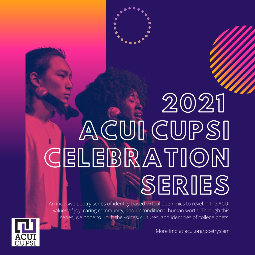 Calling all Black student poets! Share your story at the ACUI Celebration Series • Black History Month Virtual Poetry Open Mic on February 25 at 6PM EST.  Registration and info at acui.org/poetryslam