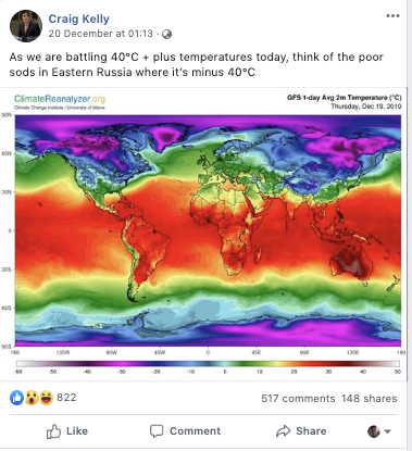 Kelly also tries to disprove 'global warming' by repeatedly posting about cold weather around the world or hot weather records in the past.Of course, anyone with a basic understanding of climate change would know that these facts don't disprove it.