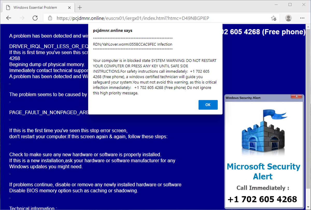 Unit42_Intel's tweet image. 2021-02-08 (Monday) - tech support scam web pages hosted on
pcjdmnr[.]online - open directory with ZIP archives containing the
phishing kits available to grab. #TechSupportScam