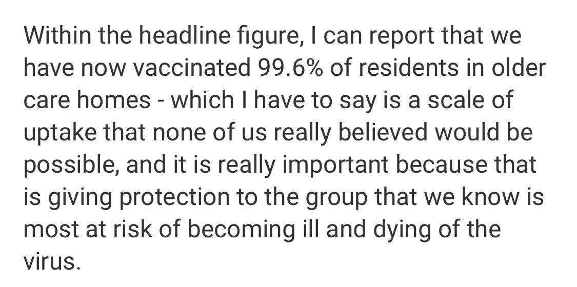 The stat is featuring prominently in Scottish government briefings and is used as justification for Scotland’s more prudent vaccination approach. Here’s the First Minister....2/