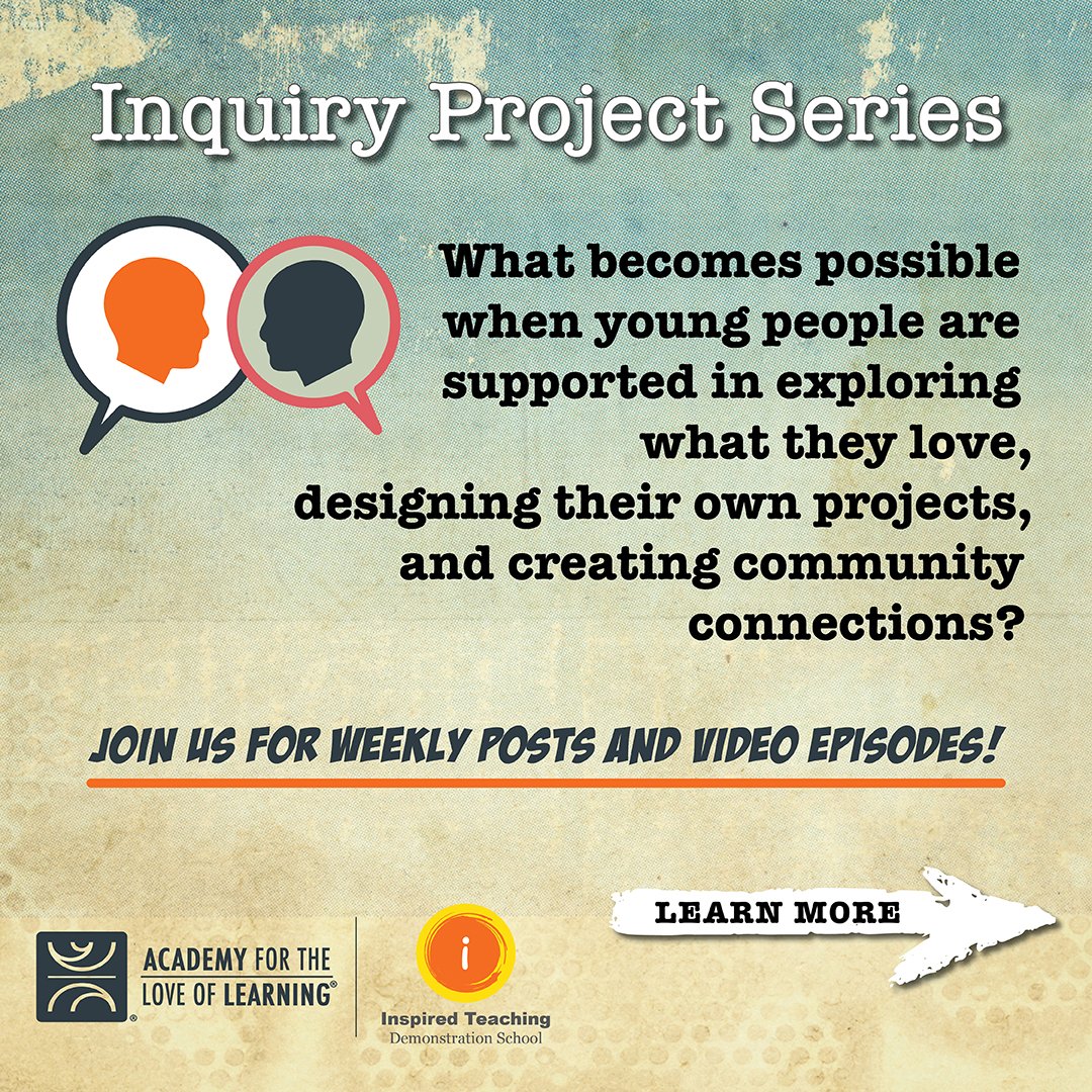 InspiredSchool's tweet image. What becomes possible when young people follow their interests and design their own learning? We’ve partnered with the @AcademySantaFe to discover the possibilities that emerge in the #InquiryProject, a pilot program exploring student-driven learning. #inquiryed #whatislearning