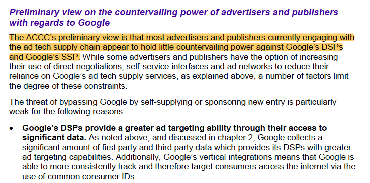 This.Yes the report here pretty much summarizes that both sides of the market are screwed due to Google's adtech monopoly power, tying and conduct - the basis of the state AGs case here in the U.S. See tweets 1 and 2. Need to break for a bit, will dive deeper later tonight. /6