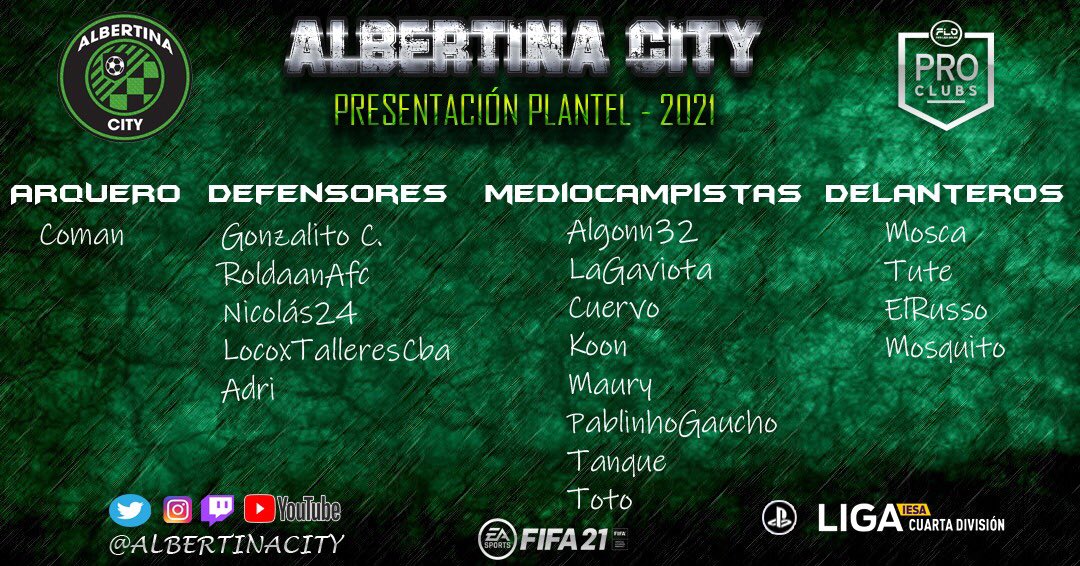 🟢 Presentación del plantel para esta nueva temporada en <a href="/IESAFIFAar/">IESA Argentina</a>  💪🏼 
#VamosAlbertina