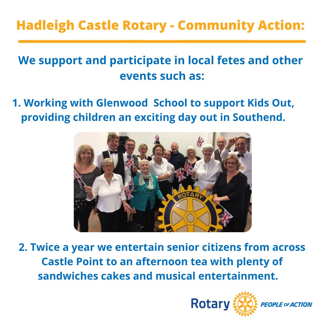 Hadleigh Castle #Rotary plays an important &amp; high-profile role in the #community of Castle Point.  We support &amp; participate in local fetes and other events. Such as working with the young and older generation of our community. 

Visit our website for more hadleighrotary.org