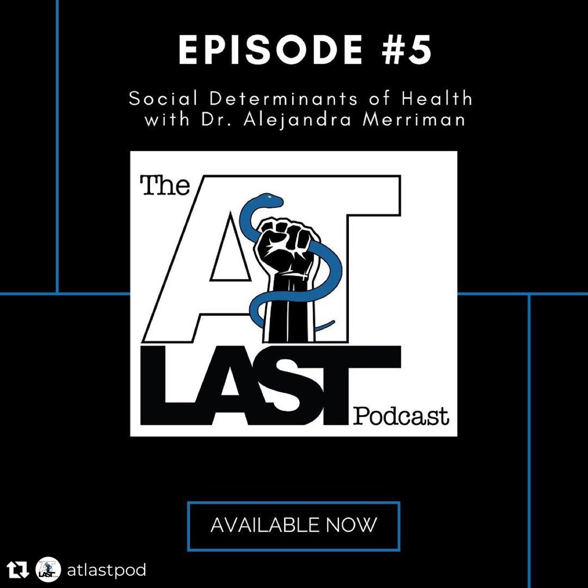 ayjm_DATATC's tweet photo. Thanks for having me on @ATLastPod! 
“Dr. Alejandra Merriman, a Sports Medicine Instructor and Clinician, joins the #AtLastPodcast to discuss the lack of access to Athletic Trainers in Los Angeles &amp; it’s implications to the health of athletes in undeserved communities in LA.” https://t.co/YQ1VHv0icp