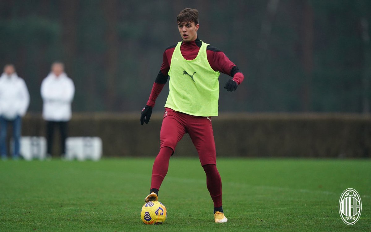 Daniel Maldini training at Milanello