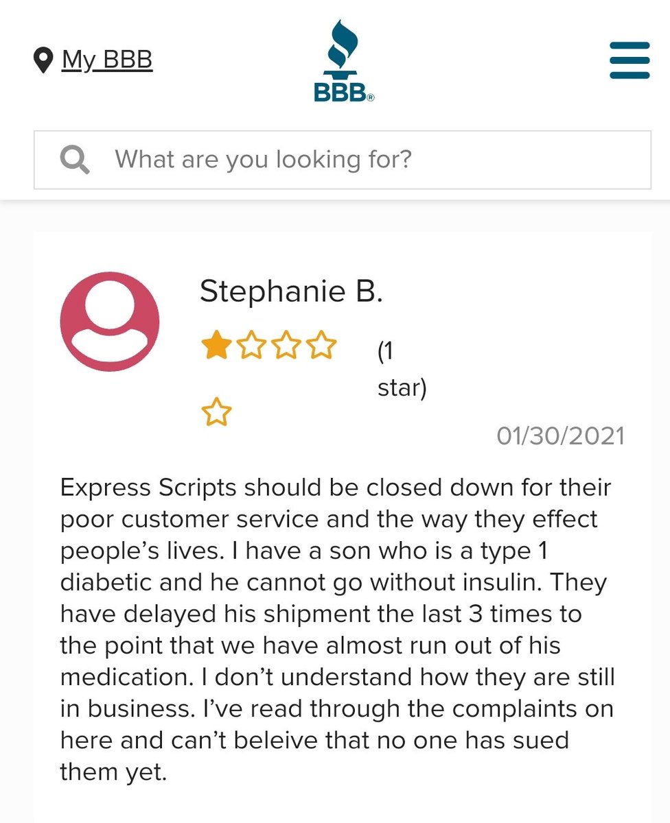 In America, patients are forced to D-rated mail order pharmacies as the only option of coverage for life-saving medications. 

#stopPBMabuse #insulin4all 

Safe access to medications is as critical as affordability. 

bbb.org/us/mo/saint-lo…
