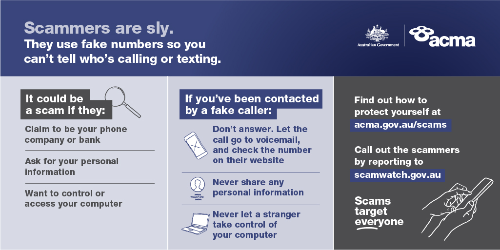 ট ইট র Acma If You Don T Know Who S Calling Your Phone Don T Answer Scammers Often Use Fake Numbers So You Can T Tell Who S Really Calling Or Texting Let The Call Go To Voicemail