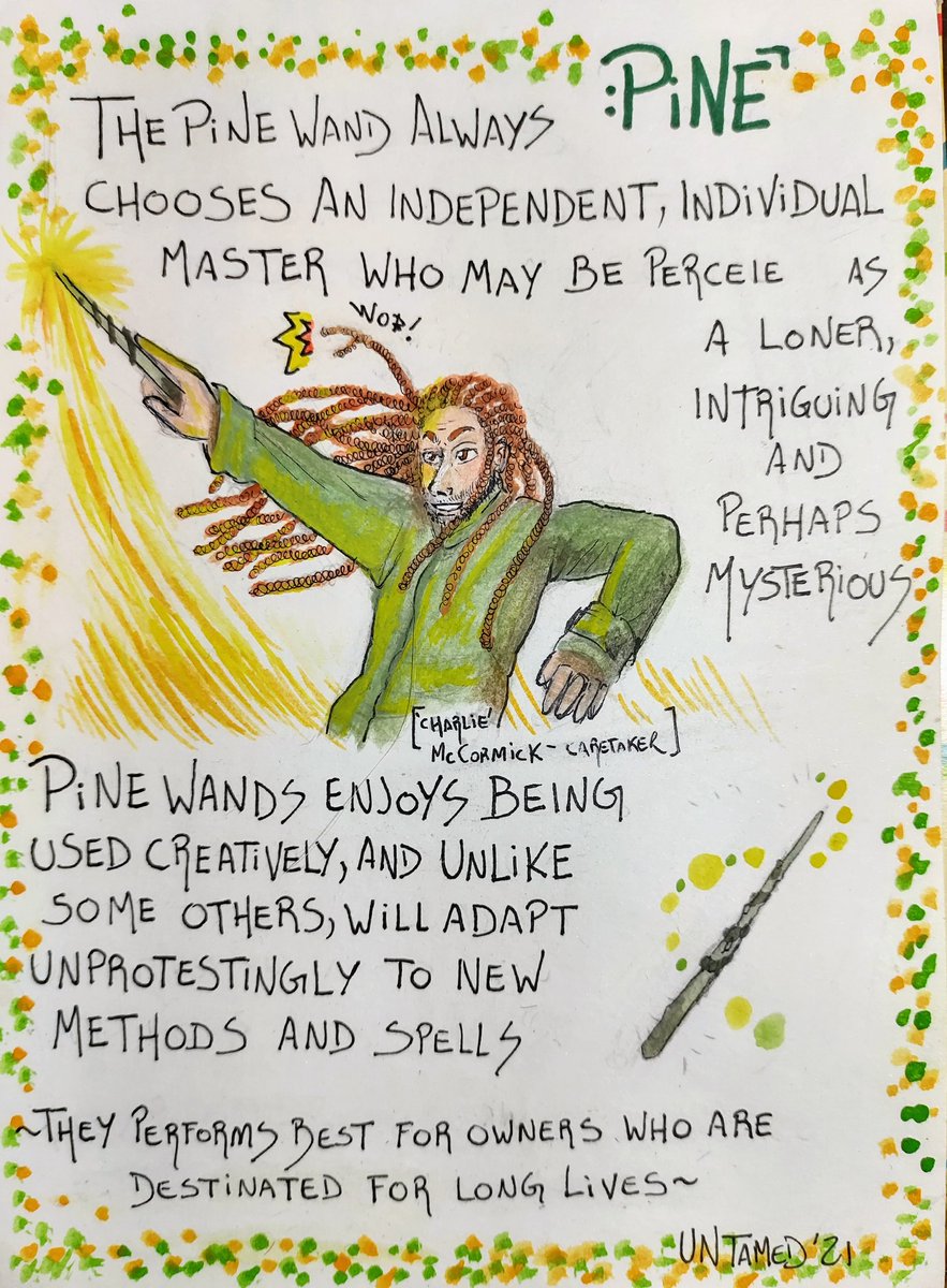 UNtamedFriend's tweet photo. El Charlie del pueblo 🍻
🌲Pine Wood - Dragon whisker core 15' 🐉
#OC
#art #arte #artistsontwitter #wandlore #drawing https://t.co/FSMwzbwK50