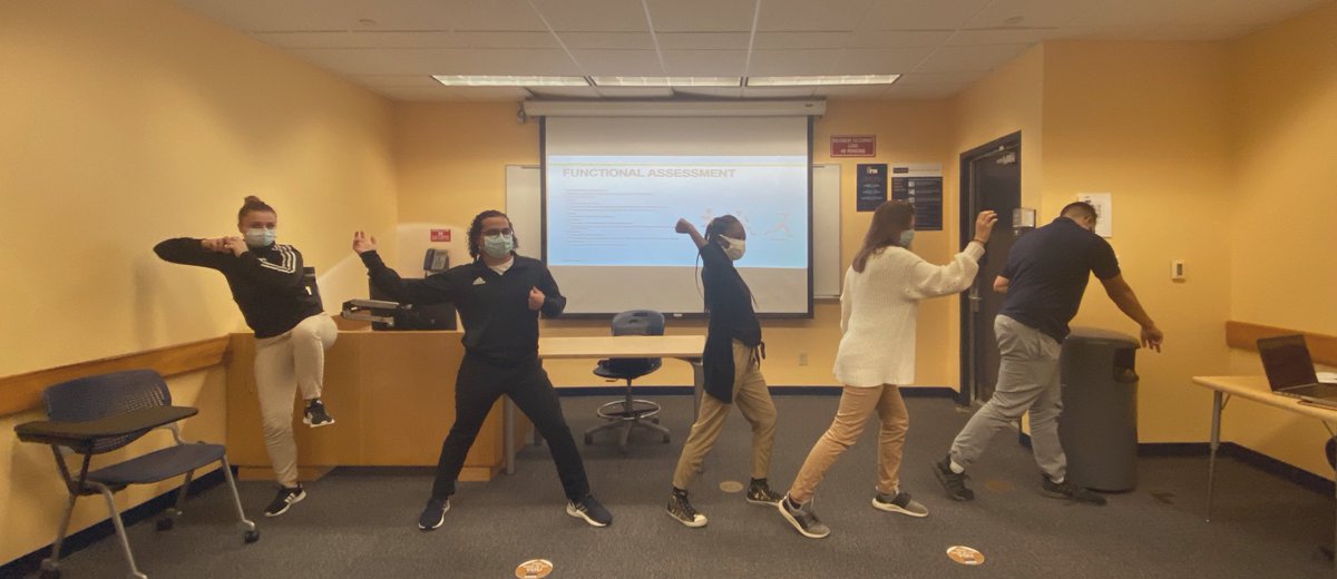 YoungProf_AT's tweet photo. Today we learned the importance of a functional assessment for the overhead throwing athlete.
So we used active learning to recreate the 5 phases of the pitching motion.
How'd we do?
#evaluation #diagnosis #FIUAT #NavigATingTheFuture #learnercenteredteaching #DATLife https://t.co/Gn13F1h8XO