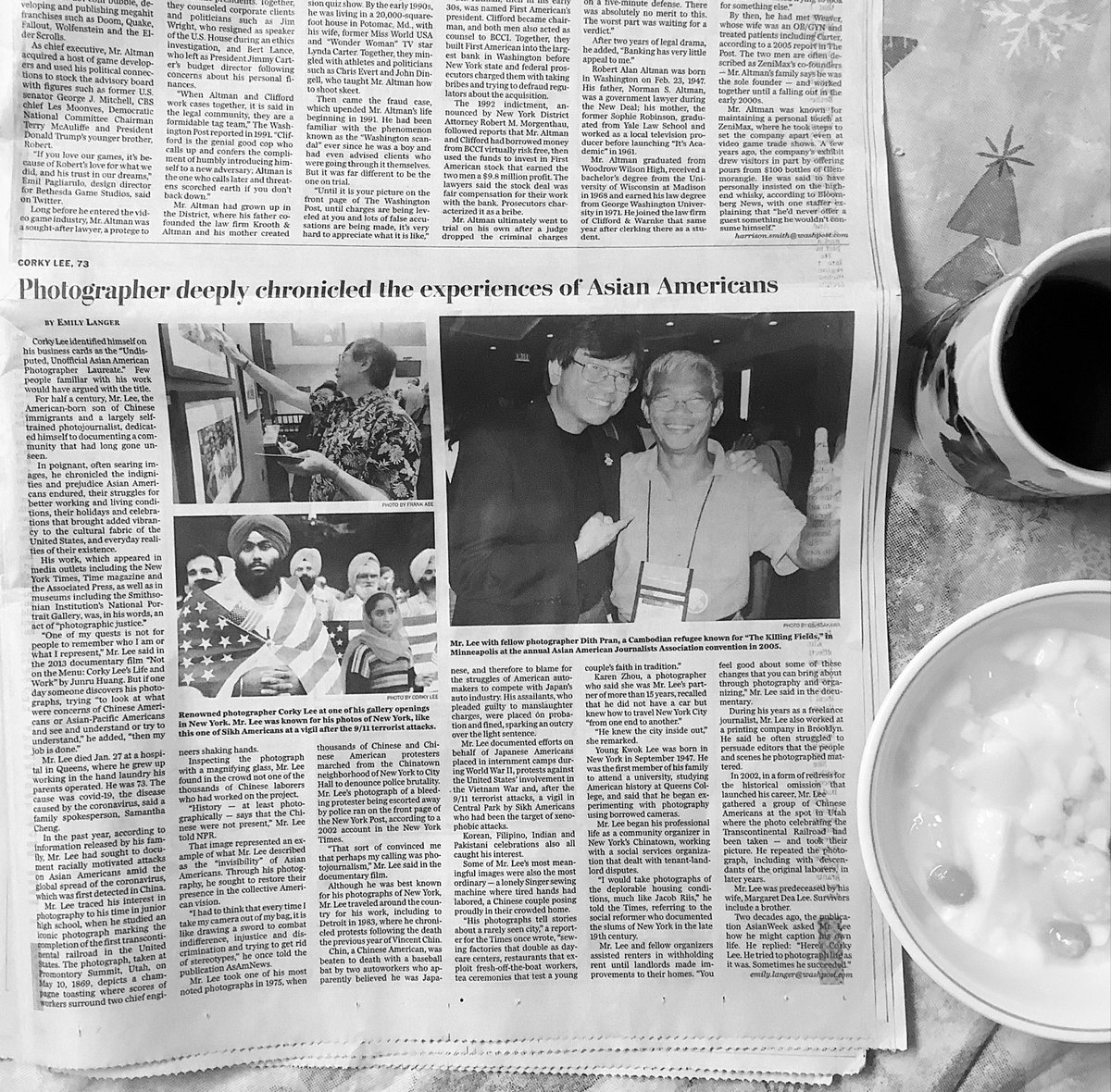 CurtisSChin's tweet photo. #Remembrance. Catching up on some newspapers, & reading the obituary of photographer Corky Lee. He will be missed.
#WashingtonPost @EmilyLangerWP #viewfromthekitchentable ๐ฏ๐
https://t.co/CbDq4TR2rg @myhlee @aaja @aajanewyork @AAFederation @mocanyc #RIPCorkyLee #CorkyLee https://t.co/QQ7cgCFLpN