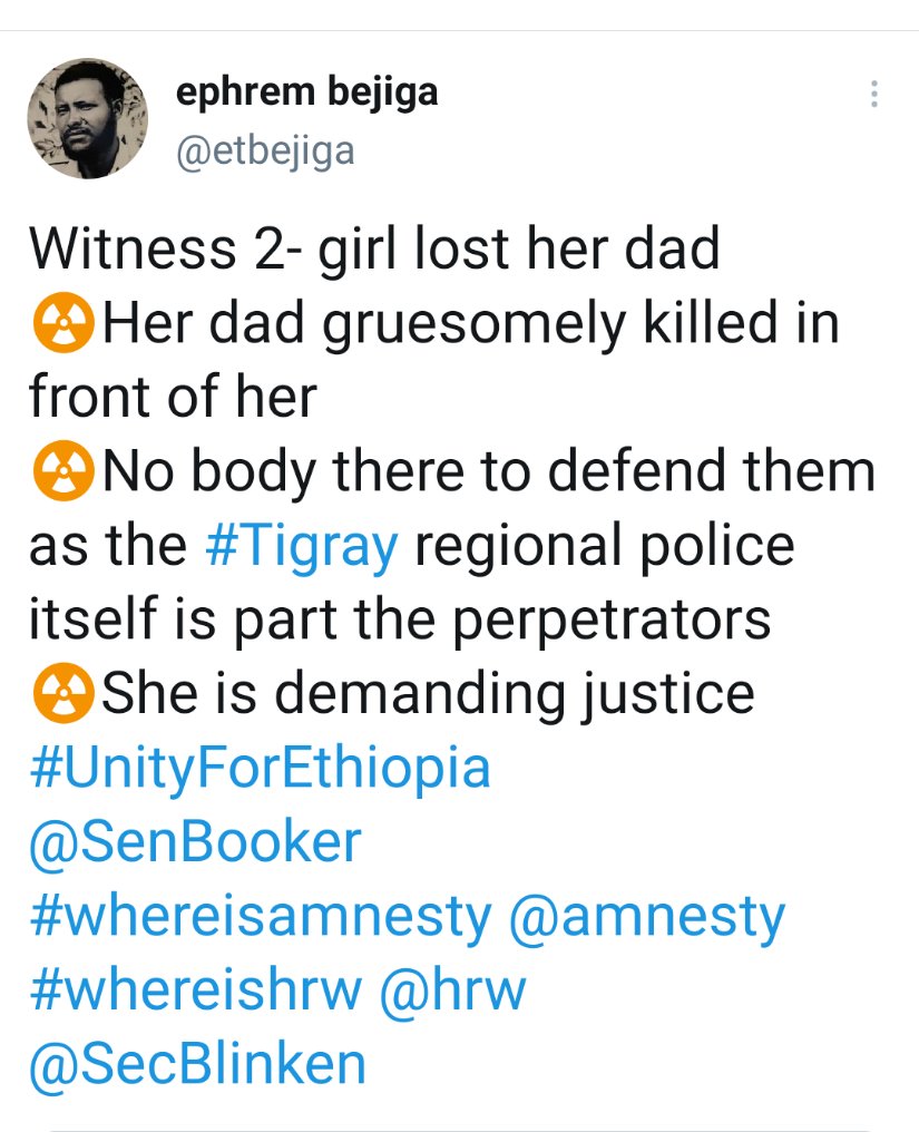 ephremtbr's tweet photo. @VOAAmharic reporting on 2/8/2021 on #Maikadra massacre in #Ethiopia
#UnityForEthiopia
@SenBooker 
@SecBlinken 
#whereisamnesty @amnesty 
#whereishrw @hrw
@UNHumanRights 
@RepKarenBass 
@RepGregoryMeeks 
@BBCWorld 
@washingtonpost 
@Reuters 
@NeaminZeleke 
☢️☢️☢️💀💀💀 https://t.co/LE8xFE0zAx
