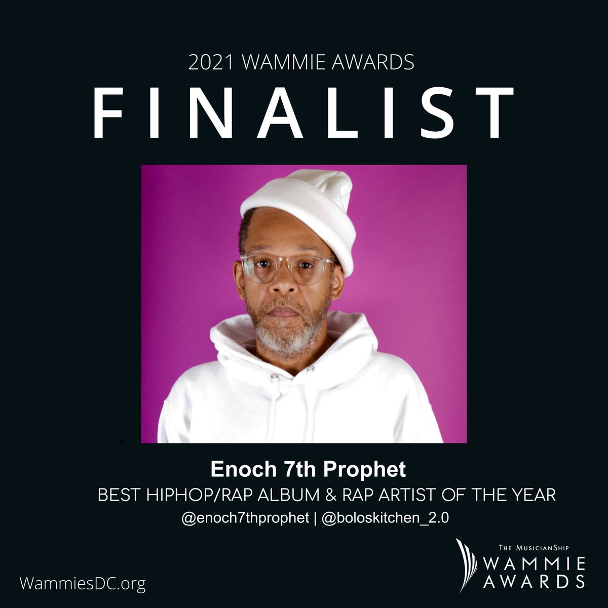 ChakraMusicLLC's tweet photo. THANK! YOU! TO EVERYONE that has listened, purchased downloads, Shared, Like or made comments about the music! We are happy to announce Enoch 7th Prophet @E7thP for being named a "FINALIST" of the @wammiesdc https://t.co/38gFMyGeUt