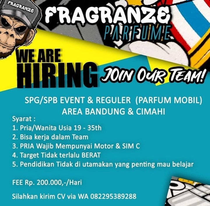 Siap Kerja, gak banyak ngeluh.mampu bekerja sama dalam team. 
Target proporsional gak ribet. #lokerbandung #lokerbdg