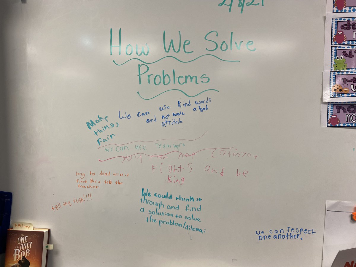 cpeshmoore's tweet photo. For Restorative Circle time today @MrsBecerrilCPES  our counselor challenged our classes to talk about ways to problem-solve our problems....some of the great ideas/advice were written on the board today! ❤️all the deep thinking going on🧠💪🏻💥⭐️@TISDCPES https://t.co/Zjc1eJvdNd