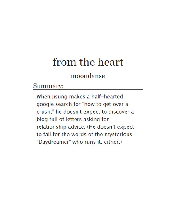 ˗ˏ✎ from the heart 

» nct (renjun/jisung)
» 5k; rated G
» love letters, fluff, confessions
» written for <a href="/chenjiand00/">Chenji + '00 | REST</a> 
» archiveofourown.org/works/29054436