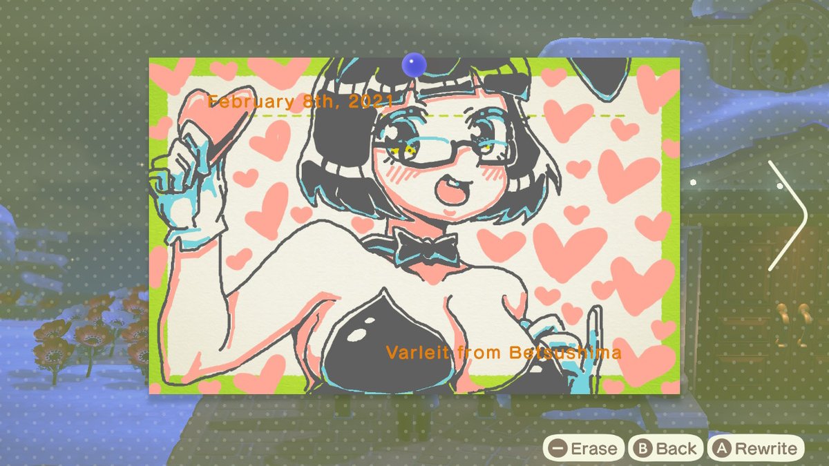 Varleitt's tweet photo. Valentines Playboy Beans XD #valentines #hotbeans #hearts #bow #glasses #anime #bunnysuit #bunnyears #AnimalCrossing #ACNH #NintendoSwitch https://t.co/1yyvaPqpiN