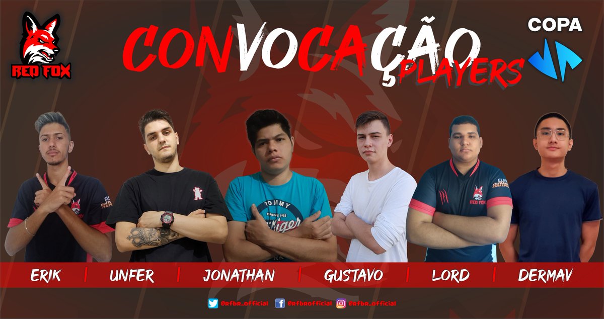 RFBR_OFFICIAL's tweet photo. #ClashRoyale | ANÚNCIO

@ecopagg Here We Go!

Nossa Line-Up está convocada pra jogar pela #Raposada na Série A da #COPA 🔴🦊

@ErikSCR1 
@GustavoUnfer9 
@Jonathan_R97_ 
@Gustav0cr 
@LORD_RF1 
@DerMavCR 

#SOMOSRF #PraCimaDeles https://t.co/4PaKhrR0P1