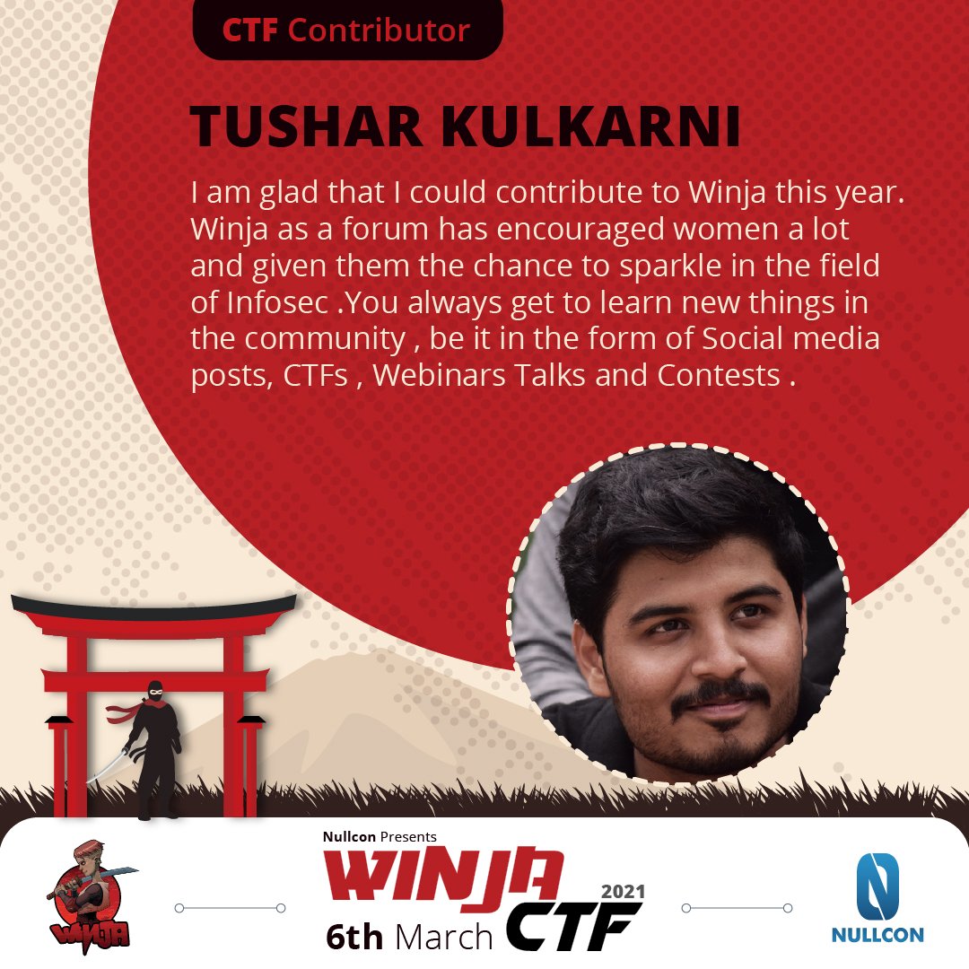 Winja_CTF's tweet image. @vk_tushar #WinjaCTF2021 #Nullcon2021 @nullcon #RegistrationsToOpenSoon