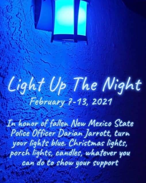 In honor of our fallen NMSP Officer Darian Jarrott.  My porch is now blue