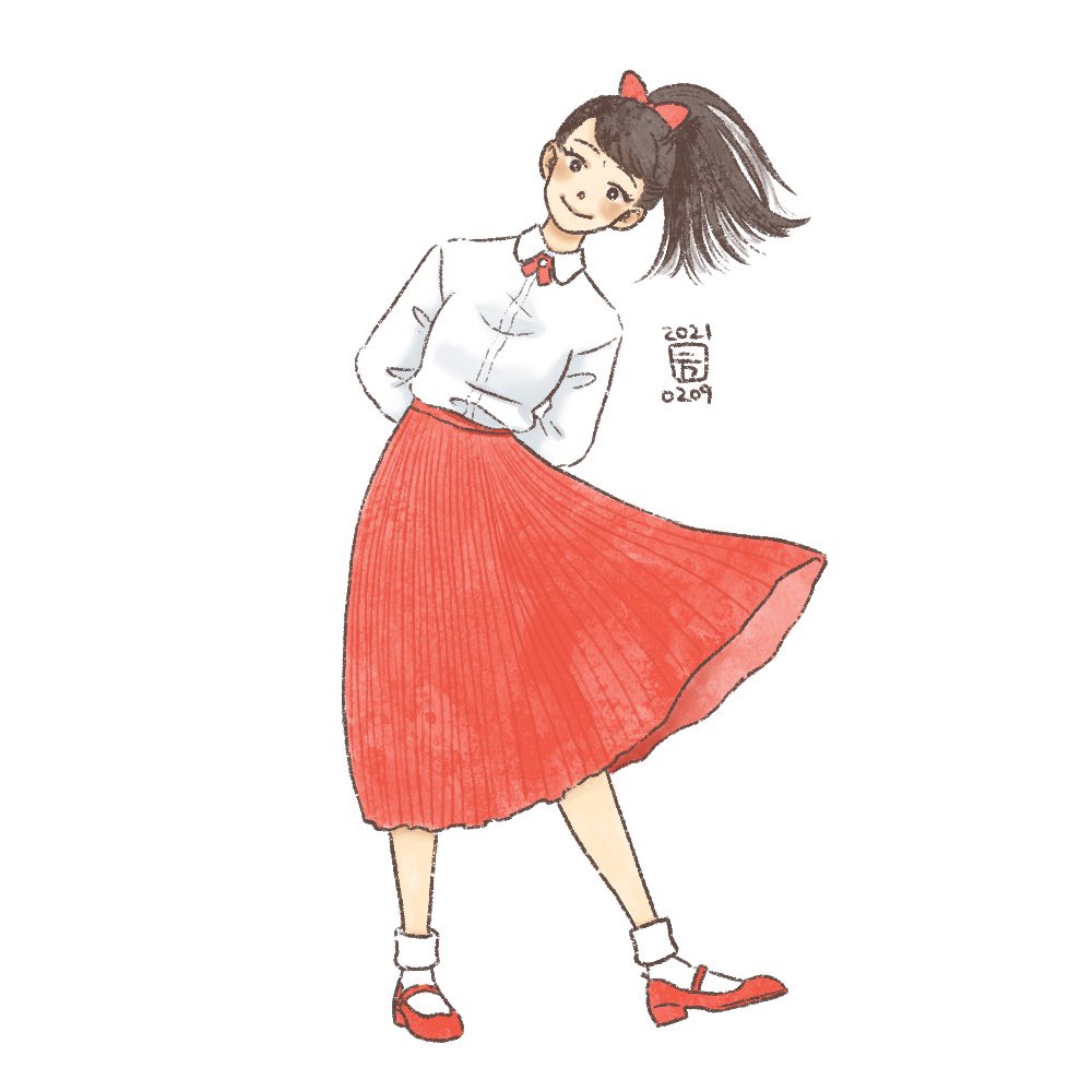 テラサワマスミ 髪がなびくのを描きたいだけの絵 Illustration イラスト 平日一日一絵 女の子イラスト Girl