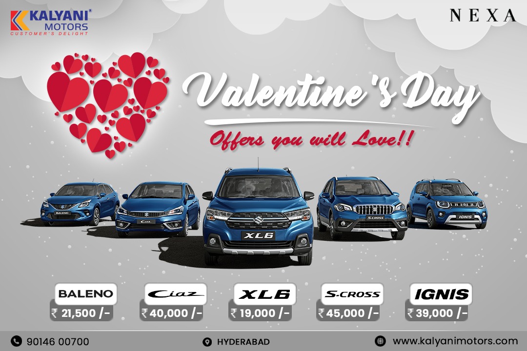 KalyaniMotors's tweet image. This Valentine’s Day, Maruti Suzuki offers will always find its way and you can surprise your #bae. Gift your special one the Maruti Suzuki NEXA car from Kalyani Motors Hyderabad and get splendid offers. Book Now!!
kalyanimotors.com
#saveupto #MarutiSuzuki #kalyanimotors