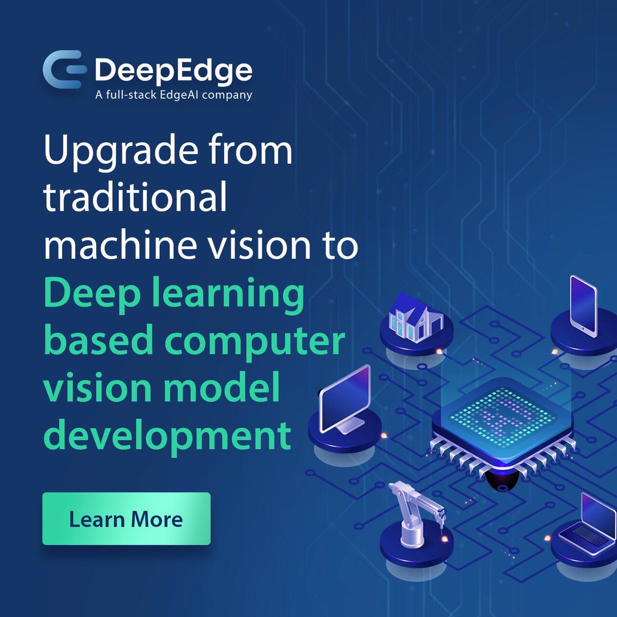 DeepEdgeAI's tweet image. Learn how @DeepEdgeAI has helped customers in #robotics, #security and #surveillance domains augment existing machine vision models with custom #deeplearning models to significantly improve the product experience. deepedge.ai
