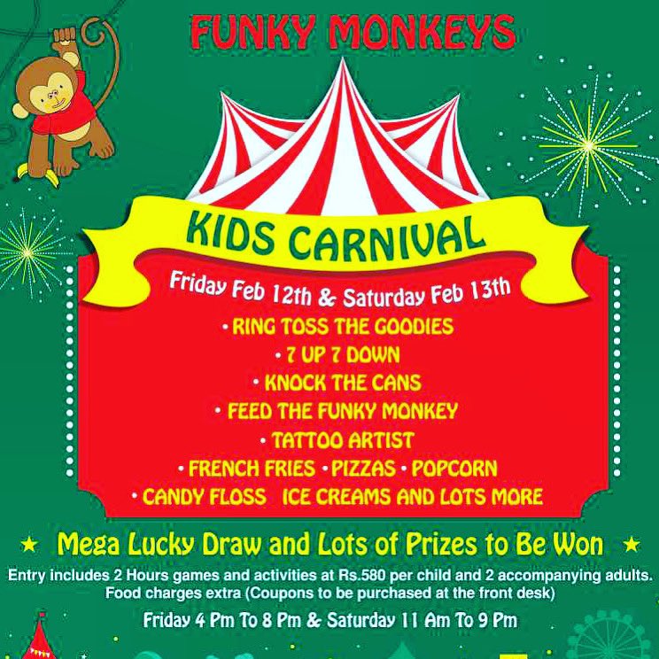 funkymonkeysBOM's tweet image. Mumbai Moms we look forward to seeing you at our kids carnival!! Please call us on 24961225/26 for further details. #kids #funkymonkeys #indoorplaycenter