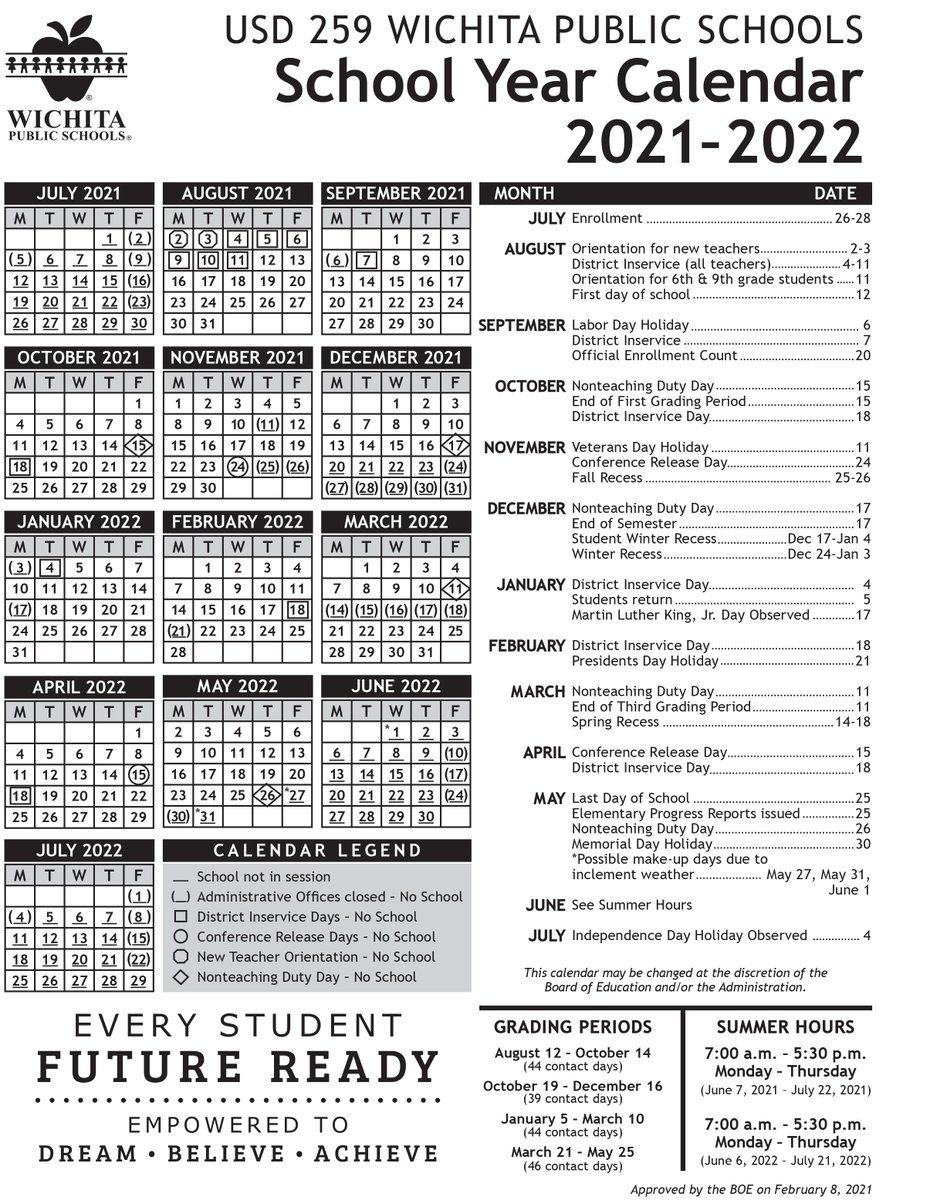 Wichita Public Schools Calendar 202223 Printable Calendar 2022