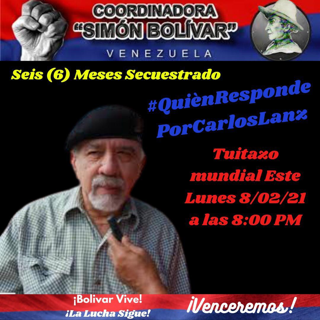 #QuienRespondePorCarlosLanz Los Revolucionarios de Verdad, conocemos del talante patriótico y lo valioso que es para la Revolución Bolivariana hombres como el Profesor y Maestro Carlos Lanz, quienes exigimos aparezca vivo! #DondeEstaCarlosLanz #QueAparezcaCarlosLanz @alanz