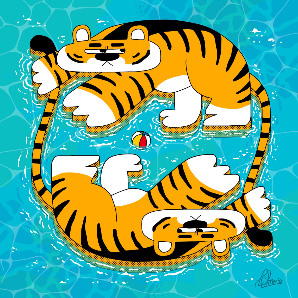 no humans ball tiger water signature beachball afloat  illustration images