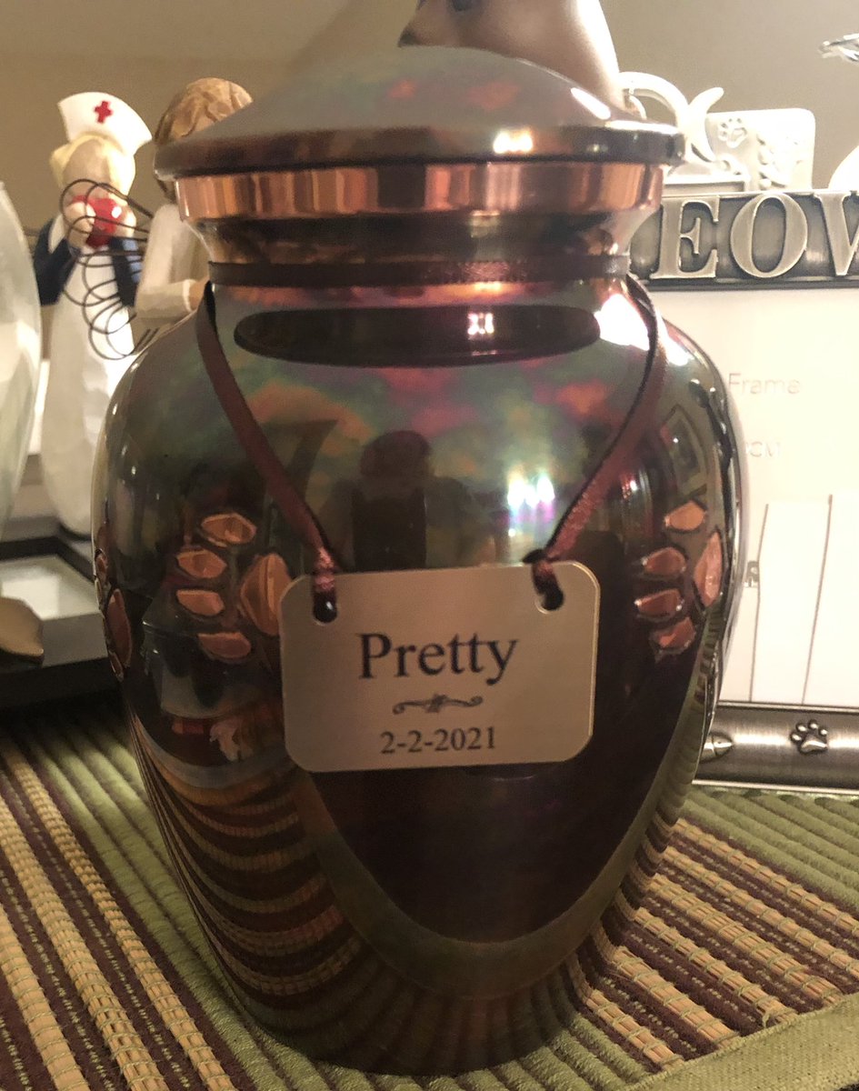 PrettyKBarbee's tweet photo. Pretty made it home today!  Couldn’t be happier with her beautiful urn!!! https://t.co/UdxbDdwkf1