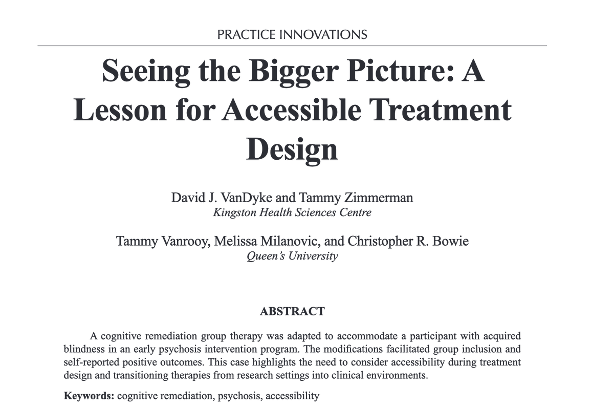 profbowie's tweet photo. As part of our dissemination of Action-Based Cognitive Remediation in early psychosis @help4psychosis, we have reflected on ways that we can ensure that our treatments (often developed in research with rigid inclusion/exclusion criteria) can be accessible for all. More work to do https://t.co/g8VWLhsKZu