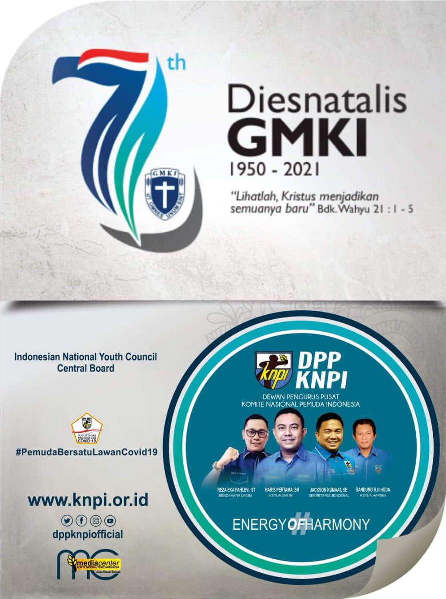 dppknpiofficial's tweet photo. Selamat dan Sukses atas
DIESNATALIS Ke- 71
GERAKAN MAHASISWA KRISTEN INDONESIA
9 Februari 1950 - 9 Februari 2021
UT OMNES UNUM SINT!
@ppgmki
@knpiharis
@jacksonkumaat
#KNPI
#DPPKNPI
#PEMUDAINDONESIA
#PEMUDA
#GMKI
#DIESNATALISGMKI71
#UOUS
#ENERGYOFHARMONY https://t.co/skH2qLcFCO