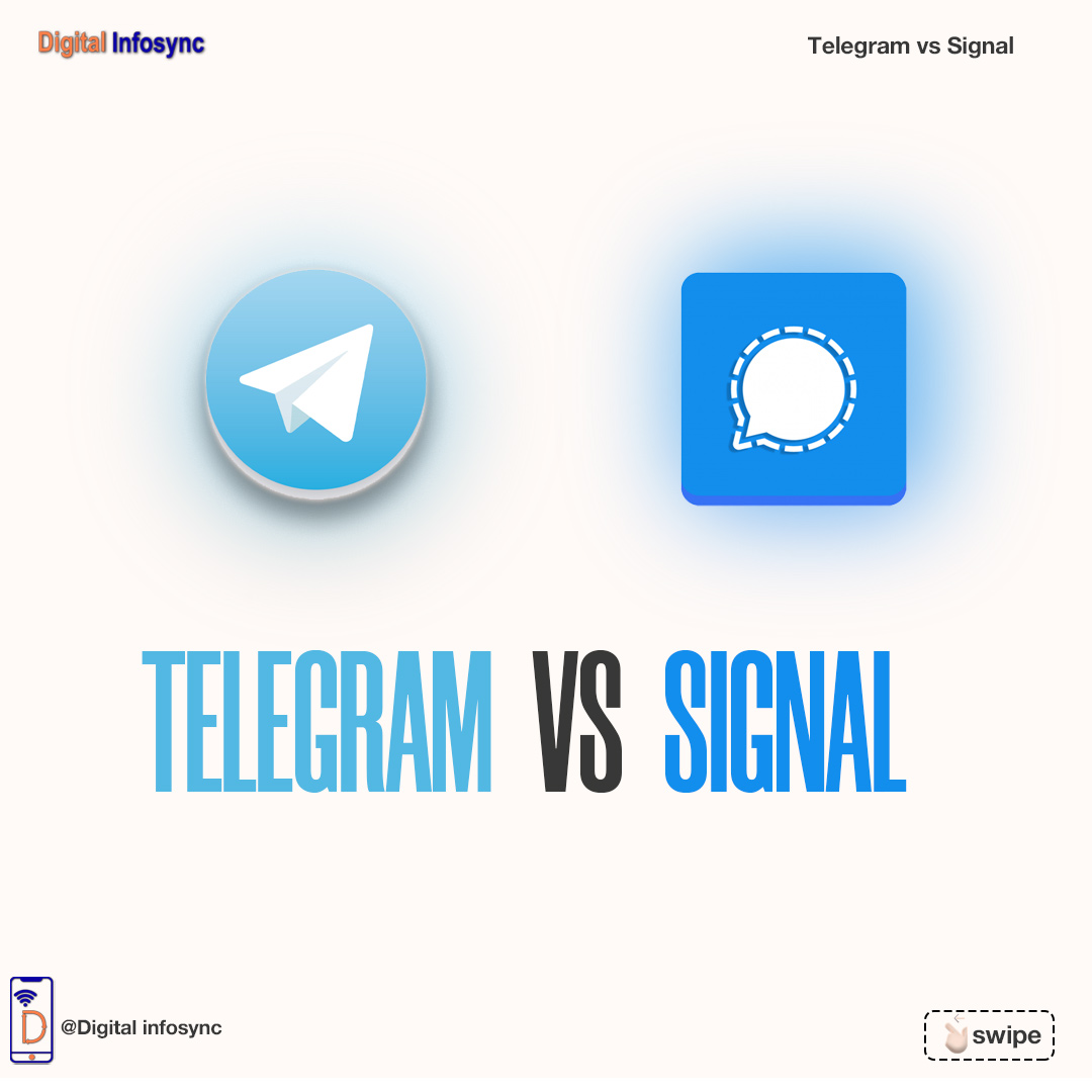 DigitalInfosync's tweet photo. Telegram vs Signal. Which one do you prefer? 

Check the full comparison details here - 

https://t.co/Y4epr6R7oI

#Telegram #Signal #SignalApp #TelegramTips #TelegramGroupLink #telegramgroup #telegramchannel #signalchatapp #chatapp #digitalinfosync #DigitalMarketing #Digital https://t.co/nHKWThpWtd