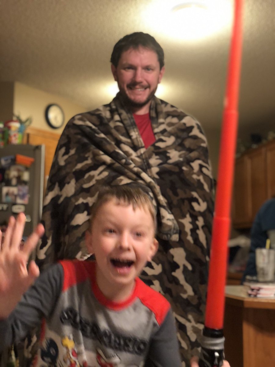 Today may have been a snow day, but I was still rocking the camo for today’s <a href="/WCSTUCO/">DUB-C STUCO</a> spirit day. Big thanks to my little buddy, Casen, for letting me borrow his blankie and jumping into the picture with his lightsaber. Thankfully, I still have all appendages attached.