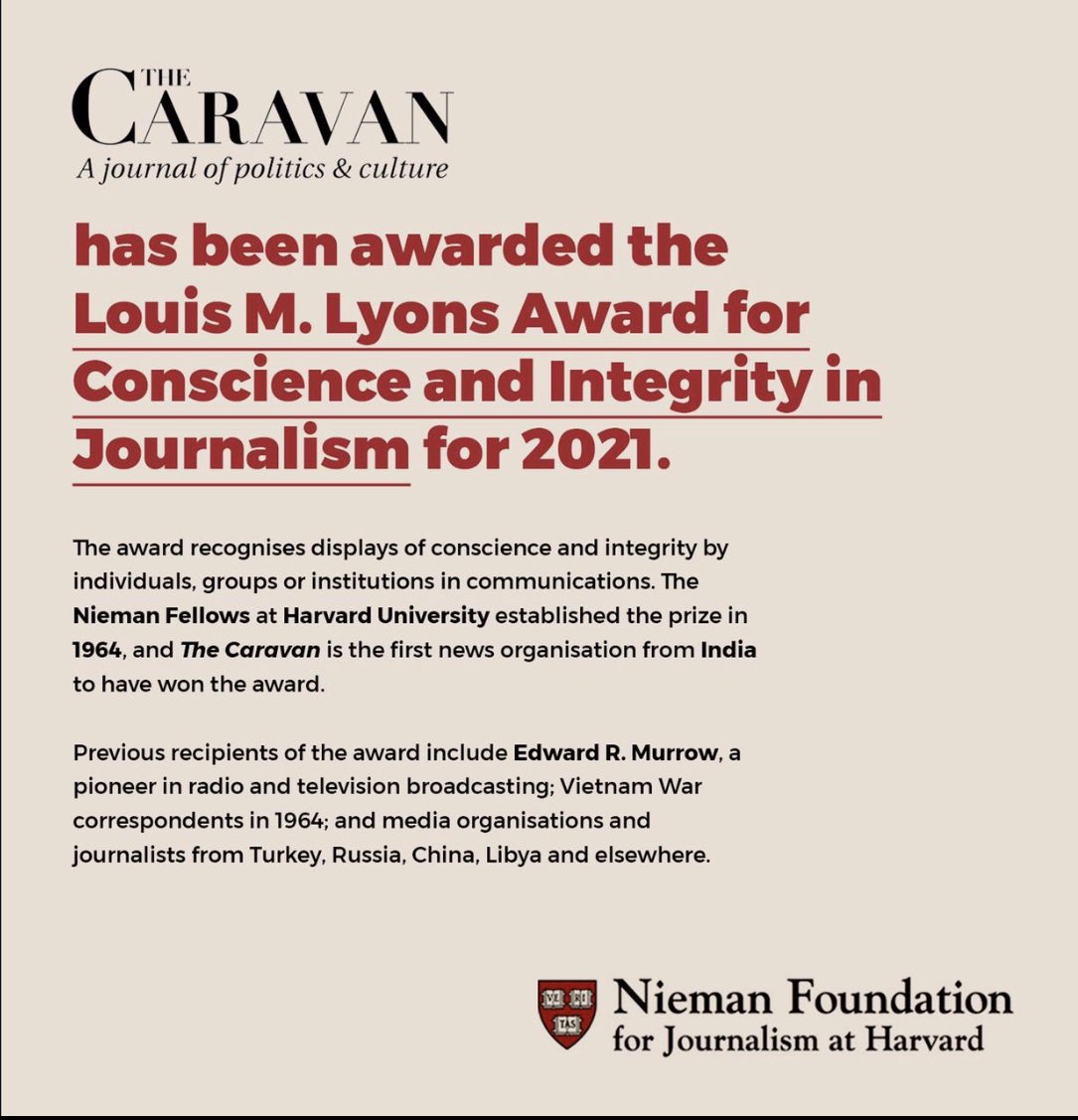 Churumuri At A Time When Indian Journalism Is Not Quite Rocking The World The Caravan Magazine Becomes The First News Organisation From India To Bag An Award Set Up By