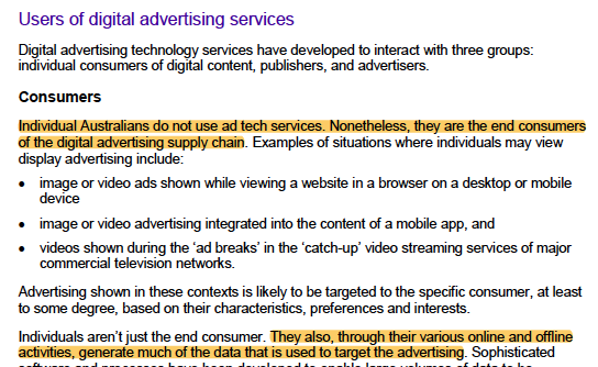 This is what  @tim_cook was talking about in his speech 2 wks ago. Australians do not use Google's ad tech services. They don't choose to interact with them. Yet Google more than any company takes their online and offline activities and turns this "data exhaust" into profits. /23