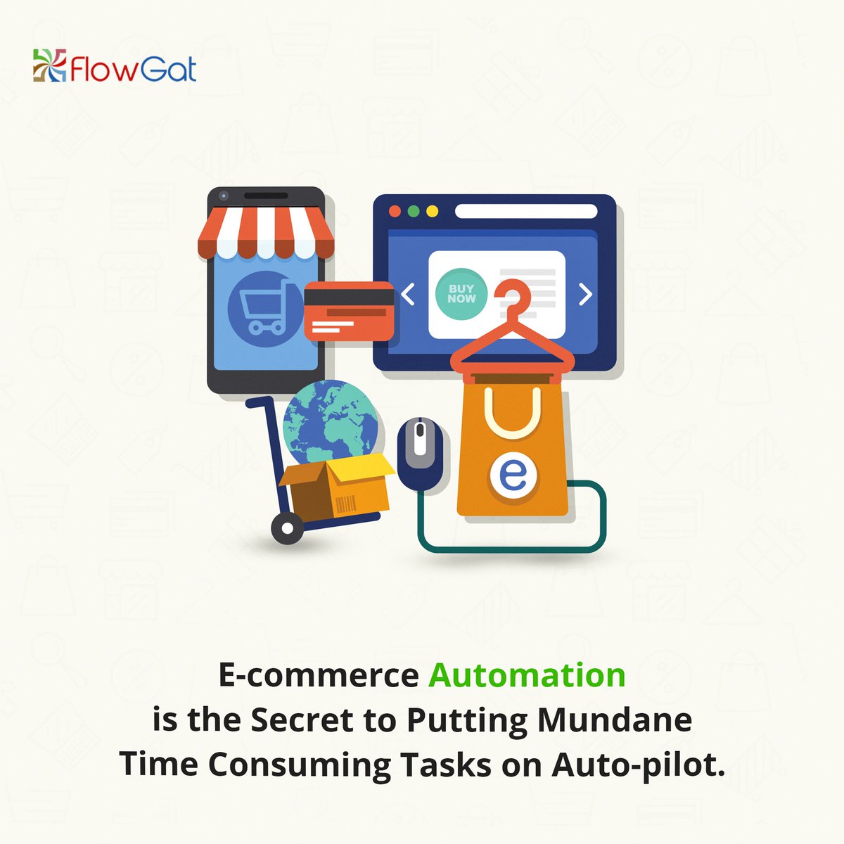 What routine tasks would you like to automate to fuel your e-commerce business? Let us know in the comments below. 
👇👇
#Flowgat #automate #intelligentautomation  #processautomation #businessprocessautomation #smartflow #APIAutomation #IOTAutomation #Automation #Technology