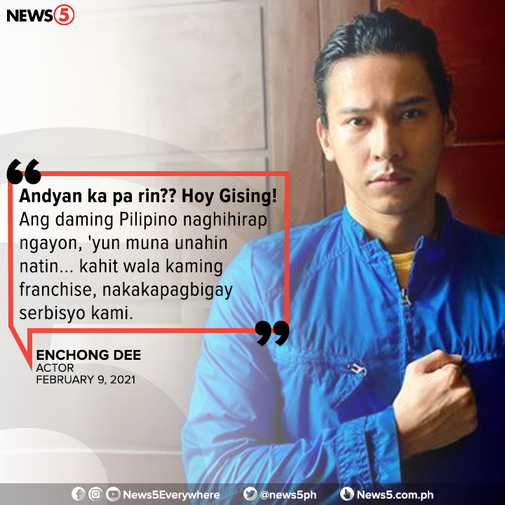 News5PH's tweet photo. "ANDYAN KA PA RIN?? HOY GISING!"

Ito ang banat ni Enchong Dee sa sinabi ni Pres. Rodrigo Duterte na hindi niya papayagang mag-operate ang ABS-CBN hangga't 'di nagbabayad ng taxes nito.

READ: https://t.co/SGDeyz2W7t https://t.co/lbhiyxkNSO