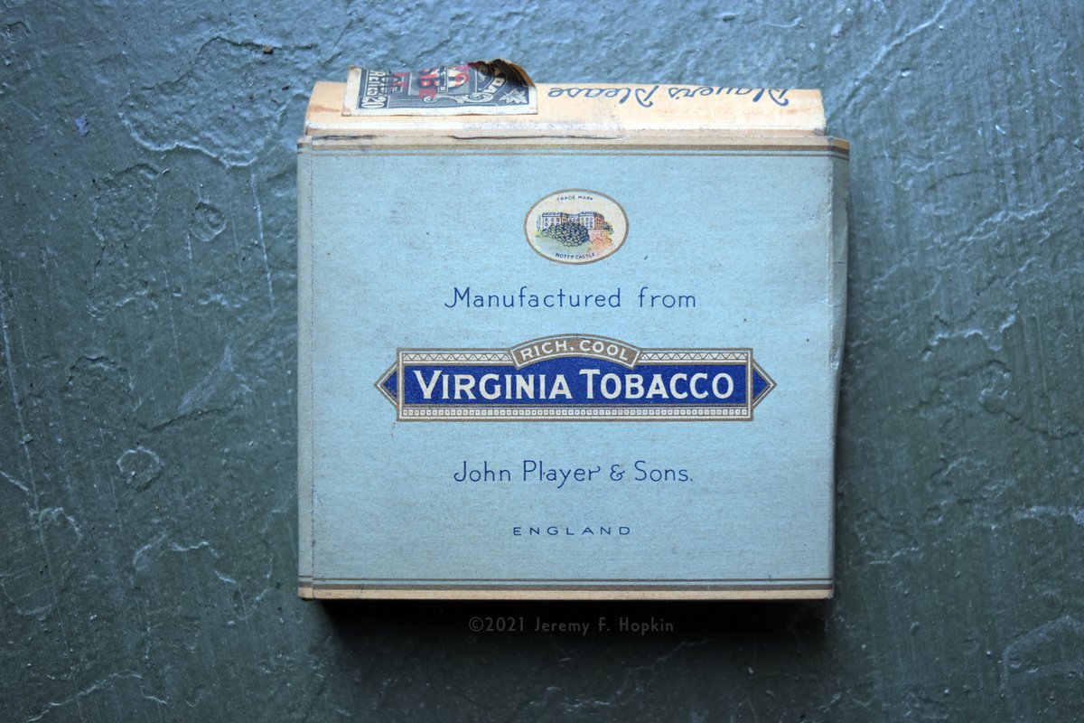 Player's Navy Cut cigarette package, c.1940s. I love the "Does Not Stick To The Lips" text.The tinfoil of the past was definitely stronger than what they put in the cigarette packs of more recent years.