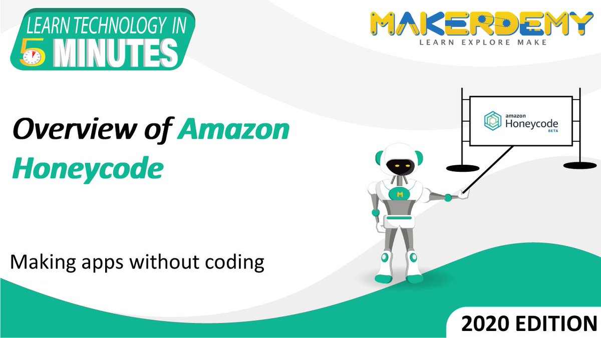 makerdemy's tweet image. AWS Honeycode is a fully managed, drag and drop, web, and mobile app development platform that does not require any programming. 
In this video, we will guide you through all the features of AWS Honeycode. 
utm.io/uc59T
#AWSHoneycode  #AWSAmazon #Appdeveloper
