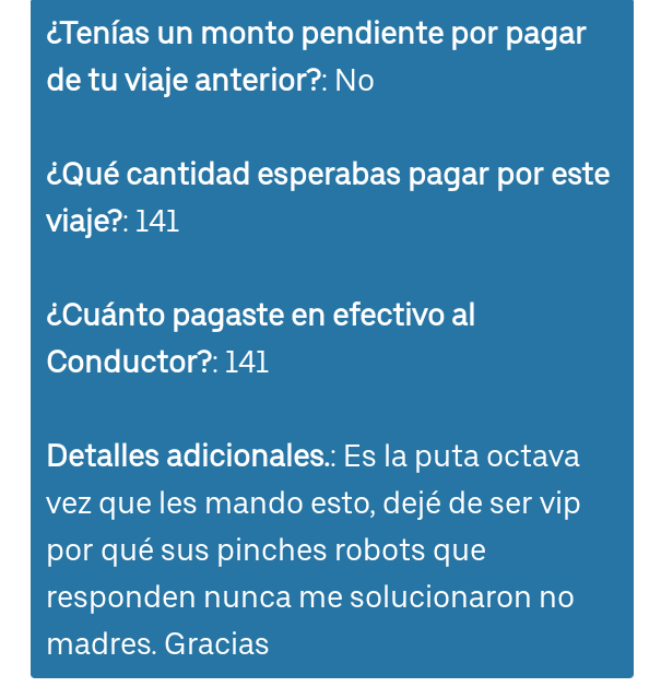 chefmikecabrera's tweet photo. Algún día me solucionaran el problema, llevo meses y su sistema de atención automatizado es una mierda @Uber_MEX . https://t.co/2opzf7qjHA