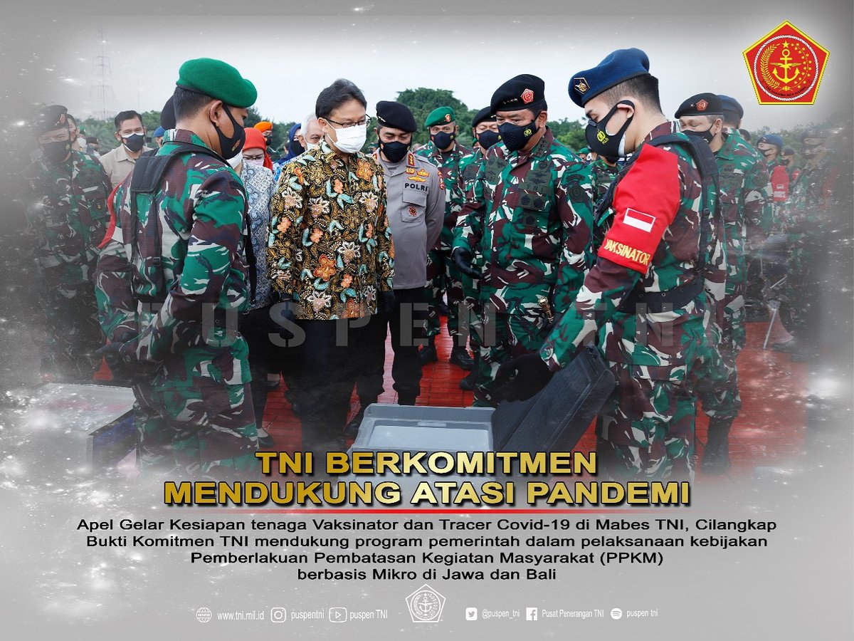 Puspen_TNI's tweet photo. TNI berkomitmen untuk mengatasi pandemi.
#tni #kemenkes #p5tni #vaksinator #tracercovid https://t.co/y14dnlML0u