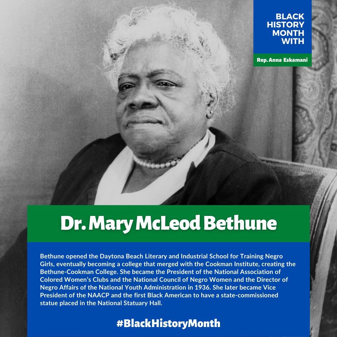 February is  #BlackHistoryMonth  ￼!Meet Dr. Mary McLeod Bethune!  @bethunecookman