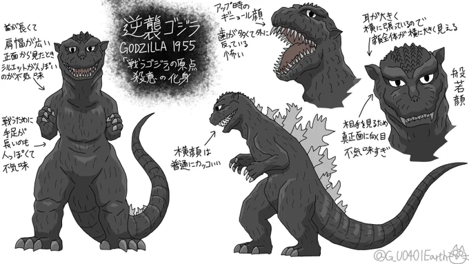 逆襲ゴジラのデフォルメイラスト練習 #ゴジラ #Godzilla 
