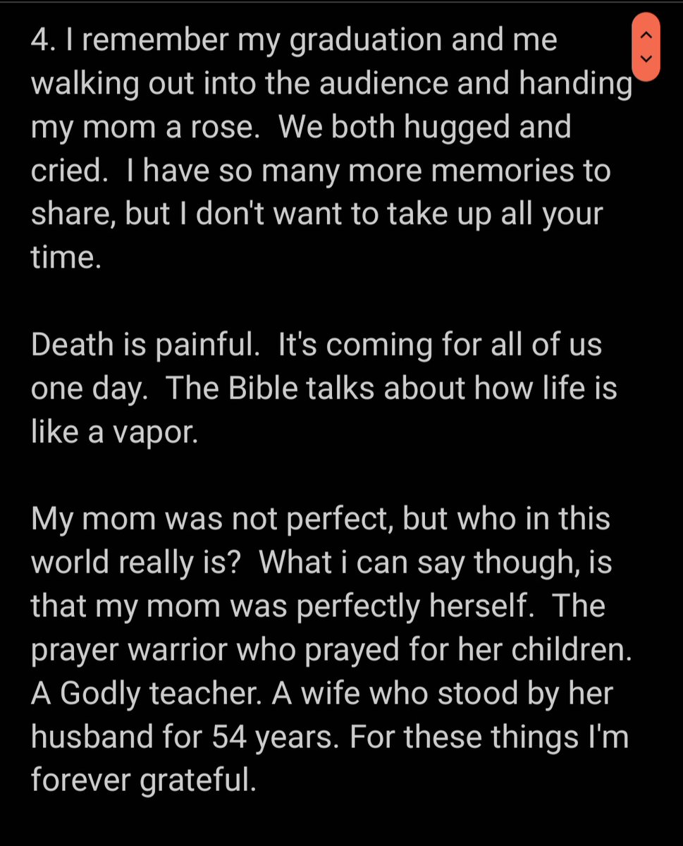 orangetroy1970's tweet image. Here is the eulogy that I wrote for my mom's funeral tomorrow. I have to add one more screen shot in the comments. I hope I can read this without breaking down.