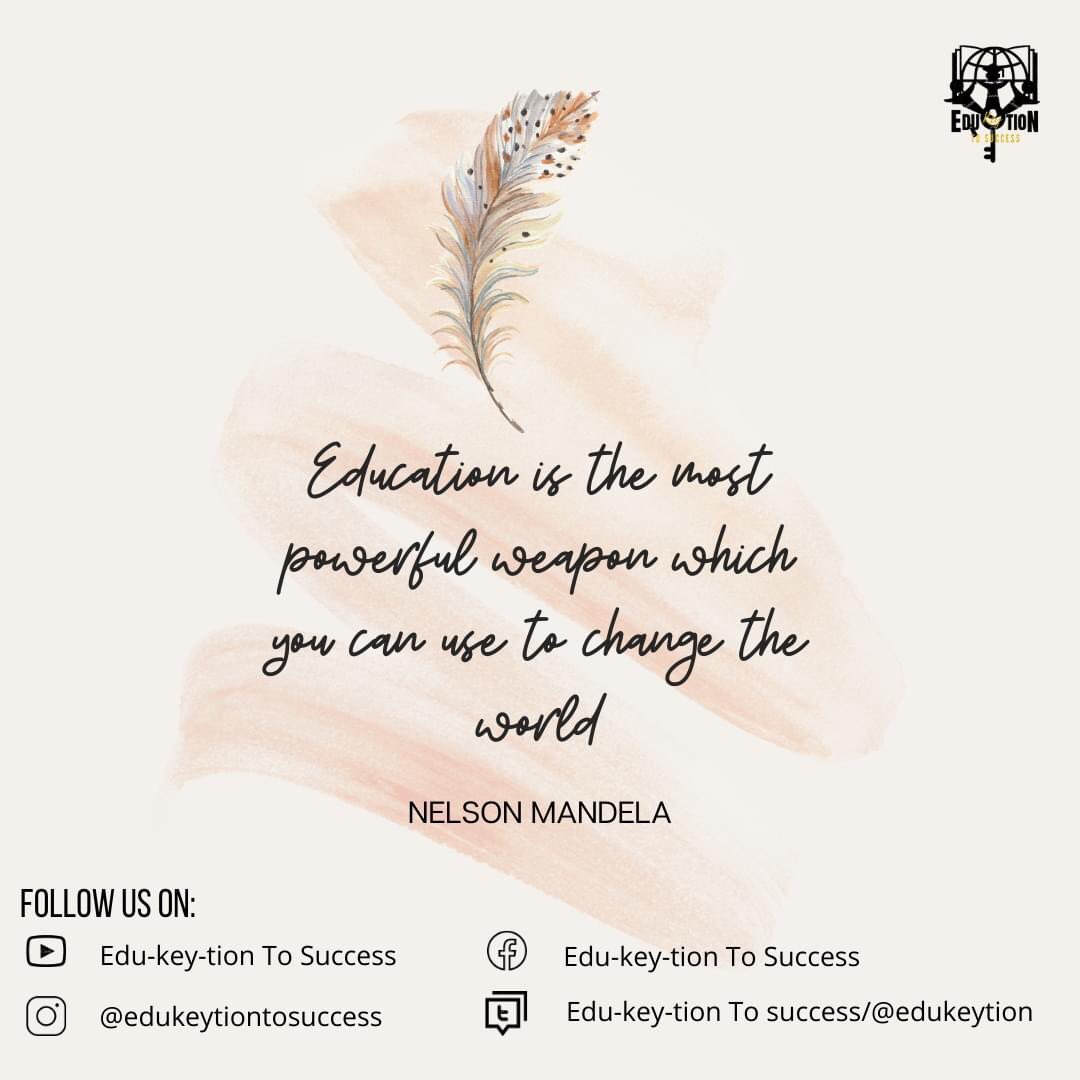 edu_key_tion's tweet photo. Education is the key to eliminating gender inequality, reducing poverty, creating a sustainable planet, preventing needless deaths and illness, and fostering peace.
#EducationIsTheKey
#MostPowerfulWeapon
#LeaveNoOneBehind
#NelsonMandela
#EduKeyTionToSuccess https://t.co/TbNudiIp8z